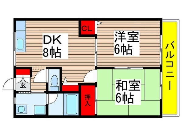 ＫＭハイツＢ棟の物件間取画像